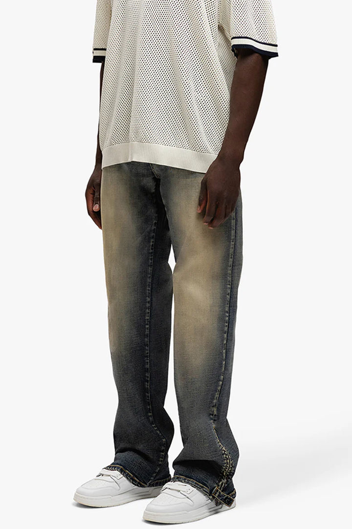 RIVERO - BUTTONED ZIP DENIM WASHED MIDNIGHT BLUE
