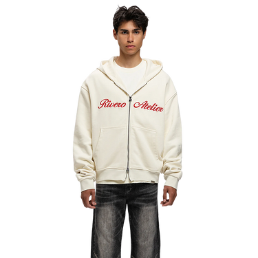 RIVERO - ATELIER RETRO DOUBLE ZIP HOODIE OFF WHITE