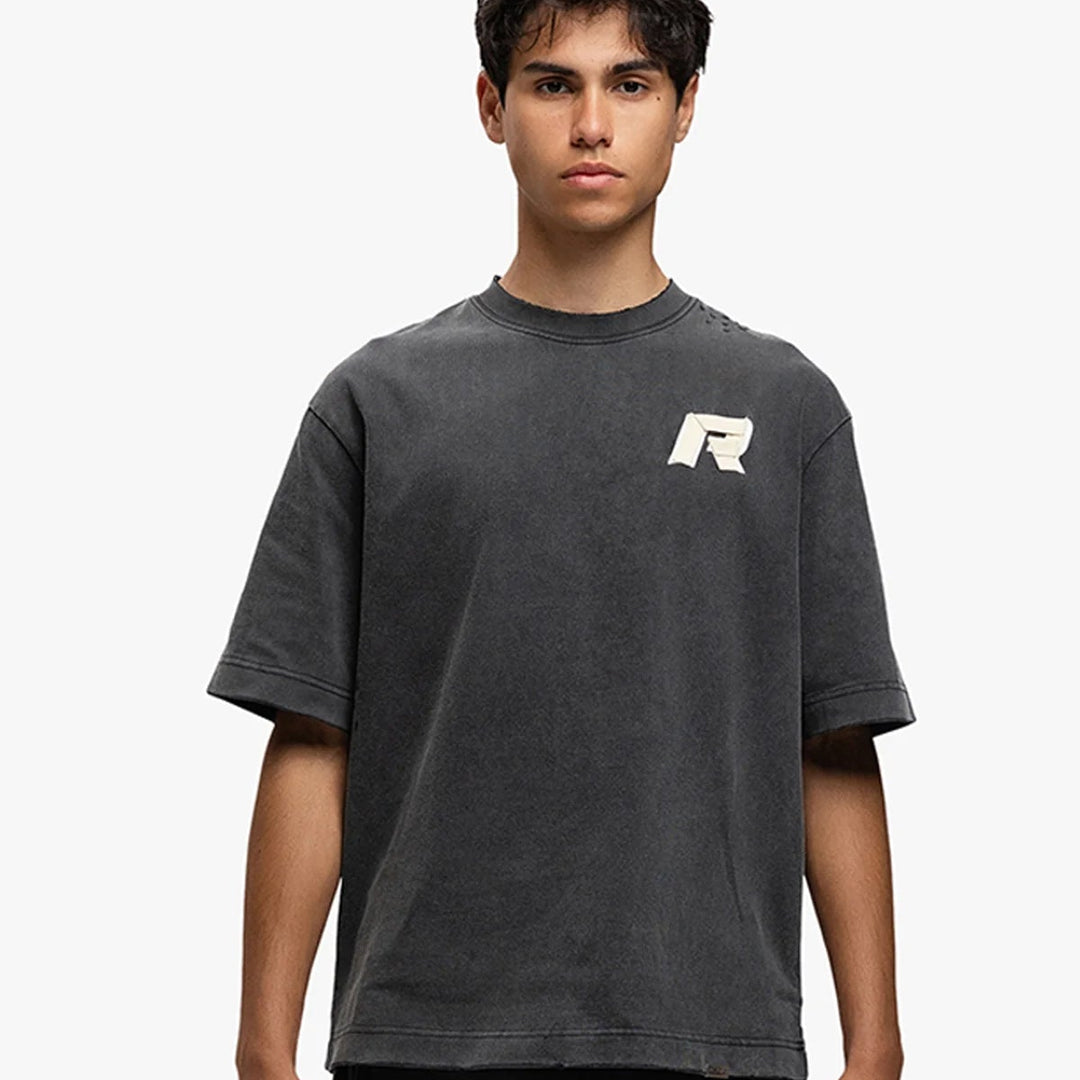 RIVERO - SIGNATURE TAPED T-SHIRT WASHED BLACK