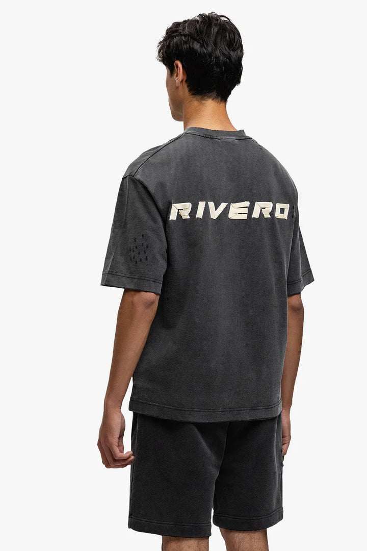 RIVERO - SIGNATURE TAPED T-SHIRT WASHED BLACK