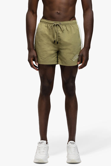 RIVERO- RETRO SWIMSHORTS GREEN/OFF-WHITE
