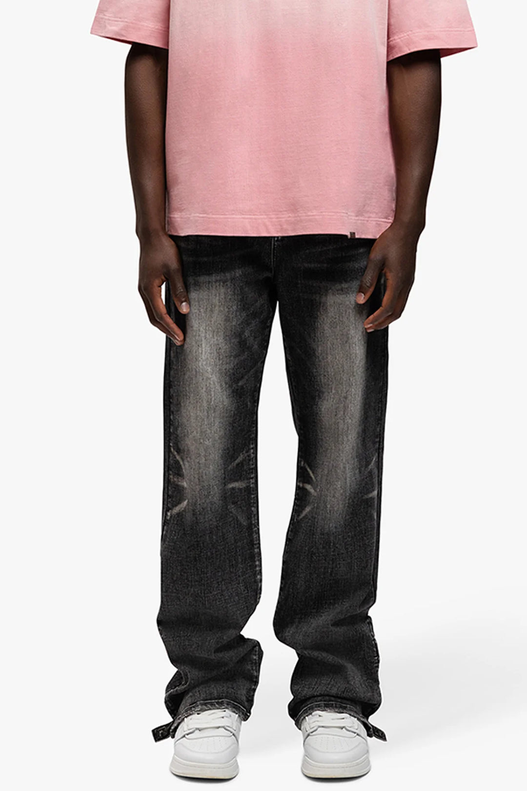 RIVERO - RELAXED BUTTONED ZIP DENIM WASHED BLACK
