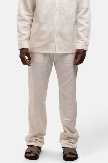 RIVERO - LINEN STRAIGHT LEG PANTS WHITE