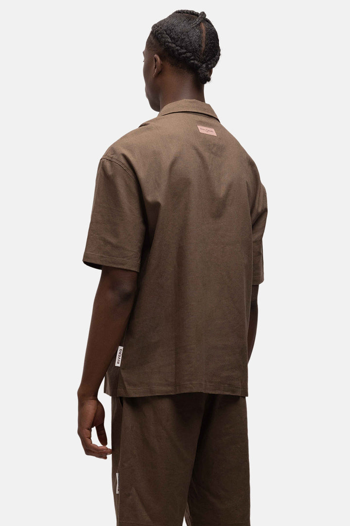 RIVERO - LINEN SHIRT SHORT SLEEVE BROWN