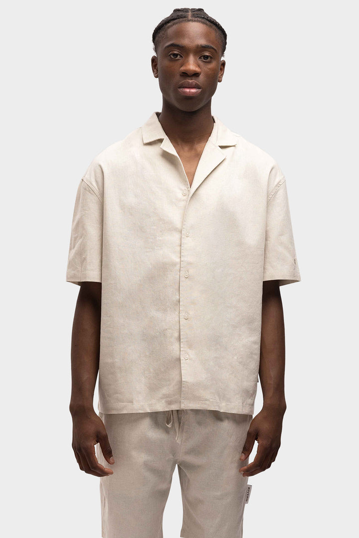 RIVERO - LINEN SHIRT SHORT SLEEVE SAND
