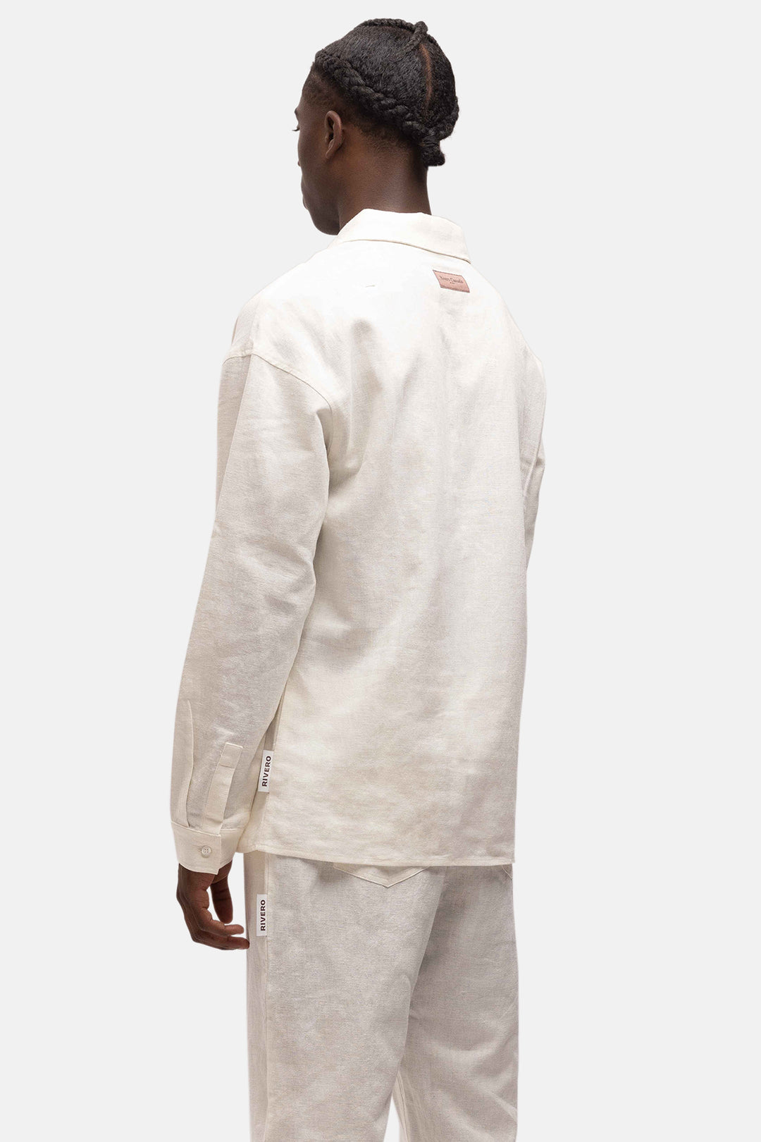 RIVERO - LINEN SHIRT QUARTER BUTTON WHITE