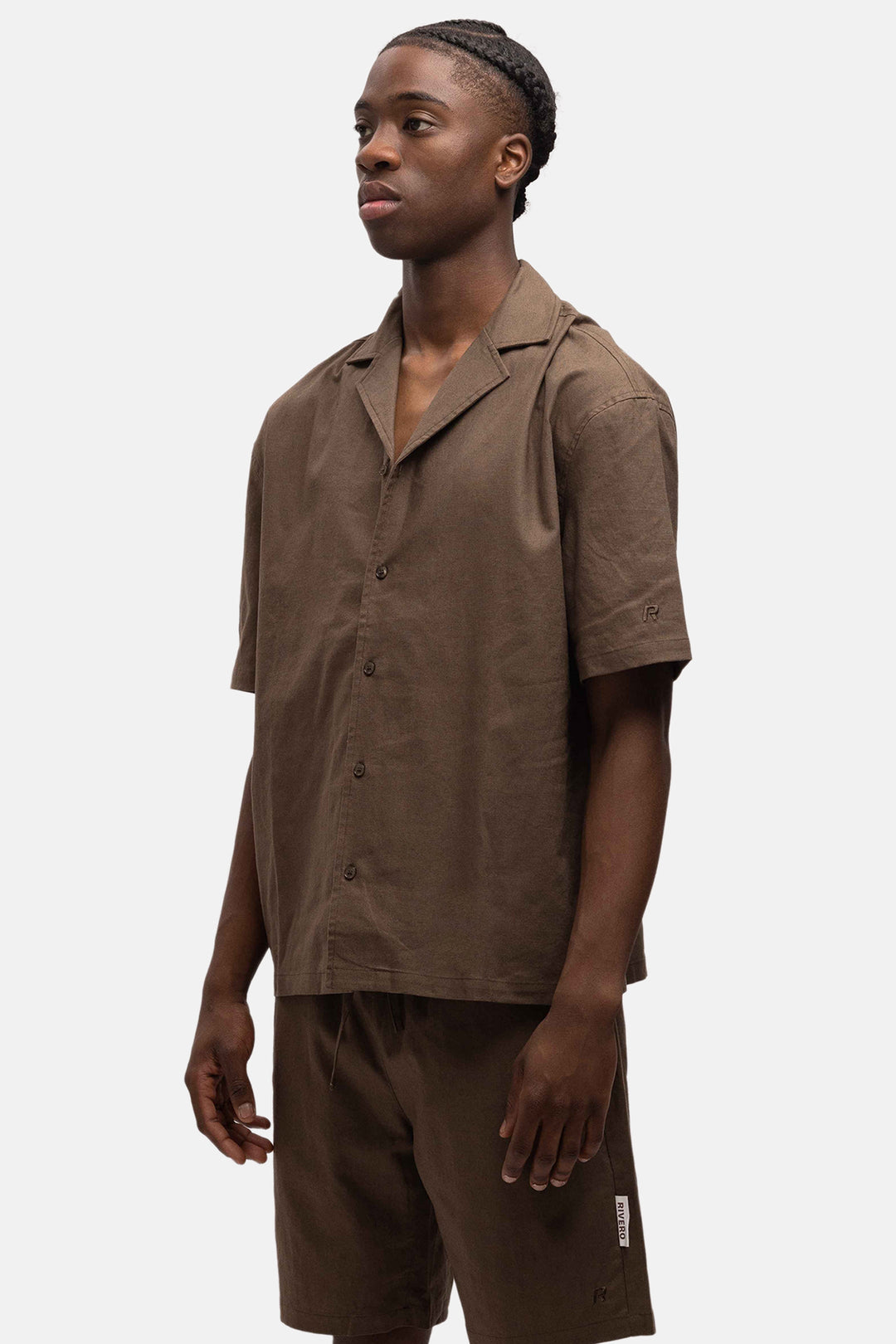 RIVERO - LINEN SHIRT SHORT SLEEVE BROWN