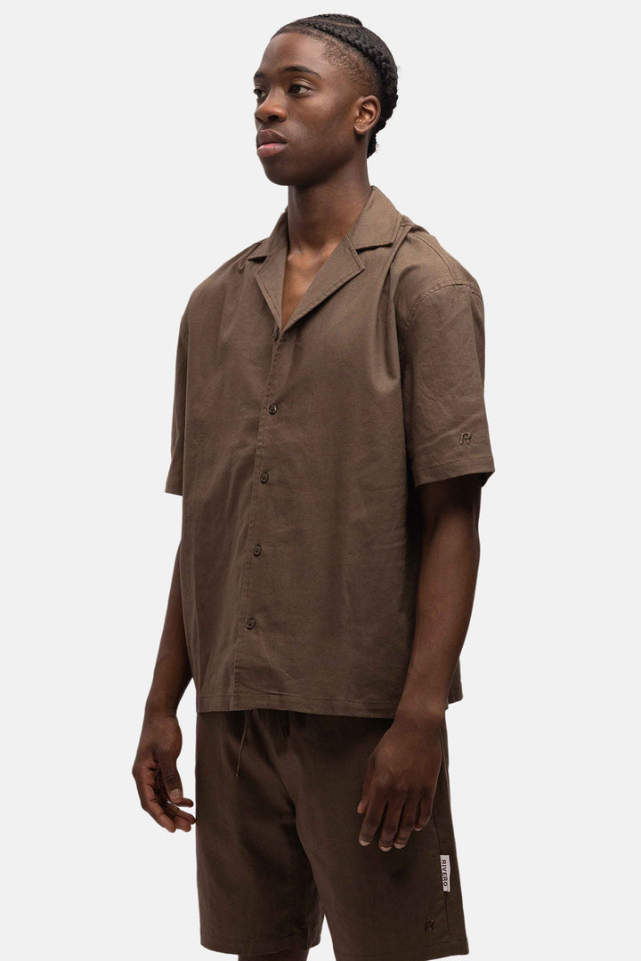 RIVERO - LINEN SHIRT SHORT SLEEVE BROWN