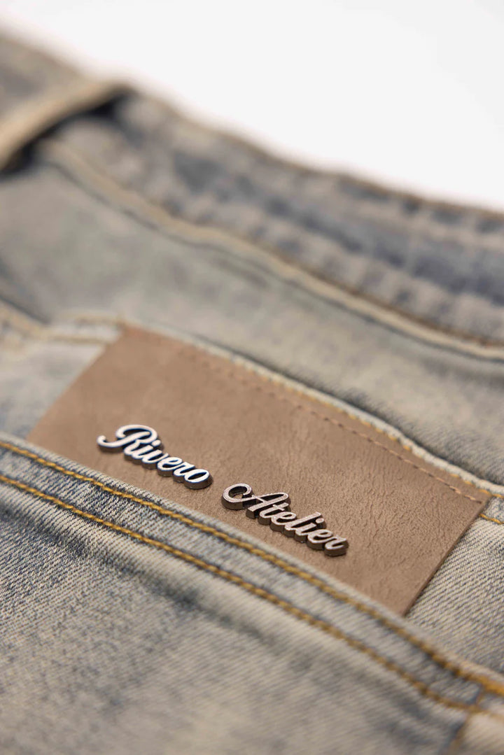 RIVERO - BUTTONED ZIP DENIM WASHED MIDNIGHT BLUE