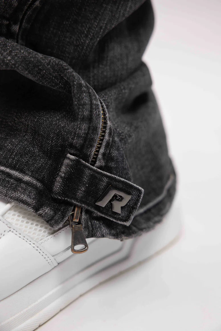 RIVERO - RELAXED BUTTONED ZIP DENIM WASHED BLACK