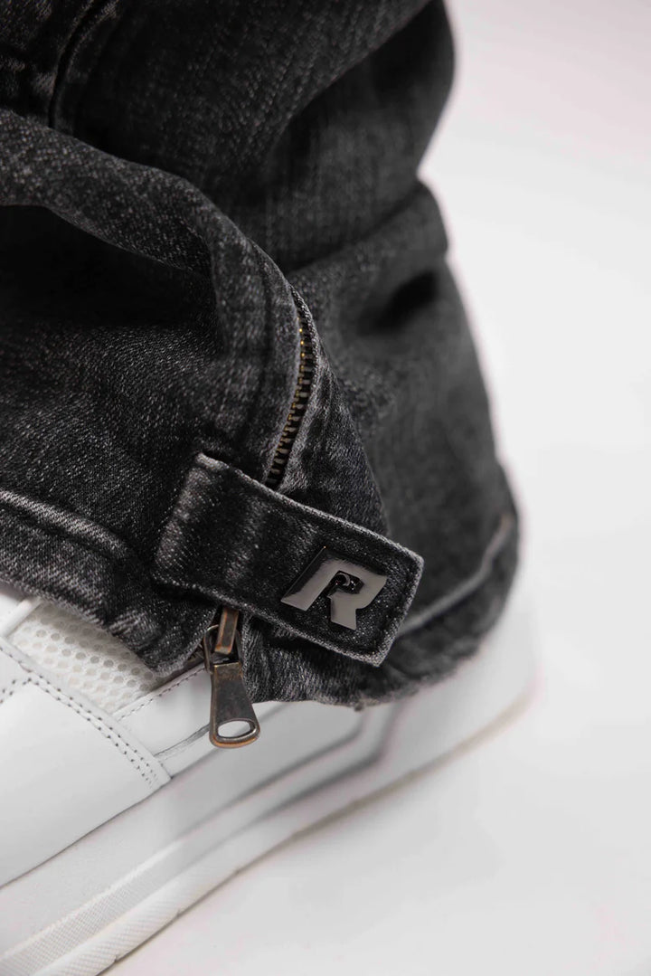 RIVERO - RELAXED BUTTONED ZIP DENIM WASHED BLACK