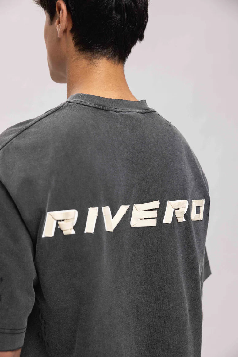 RIVERO - SIGNATURE TAPED T-SHIRT WASHED BLACK