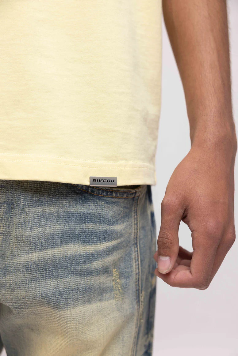 RIVERO - SEGMENTED WASHED DENIM JEANS