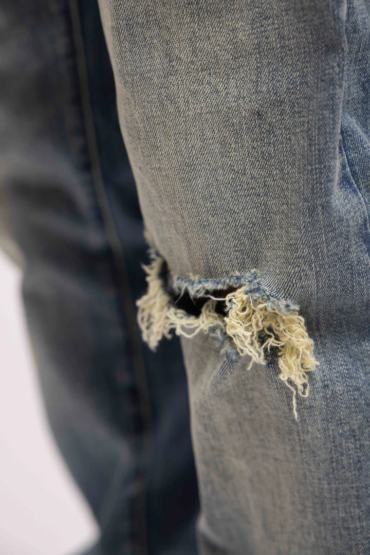 RIVERO - DESTROYER BUTTONED DENIM JEANS