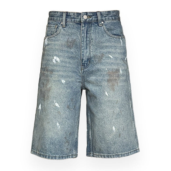 LORD CULTURE - STAINED DENIM SHORTS - BLUE