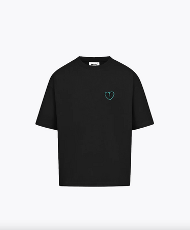 BILLION AND BEYOND - BASIC HEART TEE BLACK/TURQUOISE
