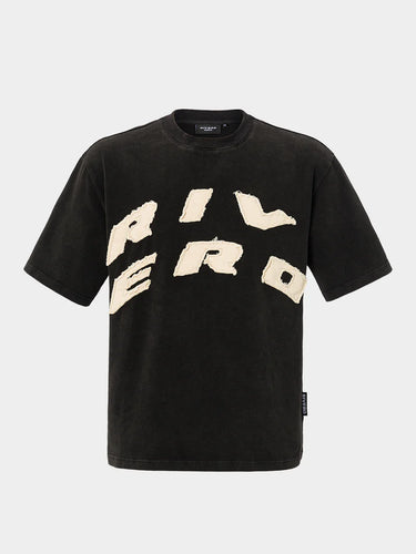 RIVERO SCRIPT OVERSIZED T-SHIRT WASHED BLACK