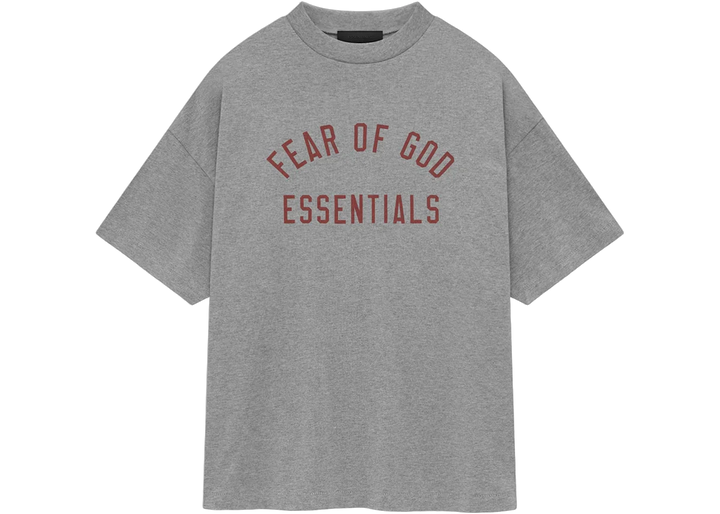 FEAR OF GOD ESSENTIALS - FW24 DARK HEATHER T-SHIRT - GREY/RED