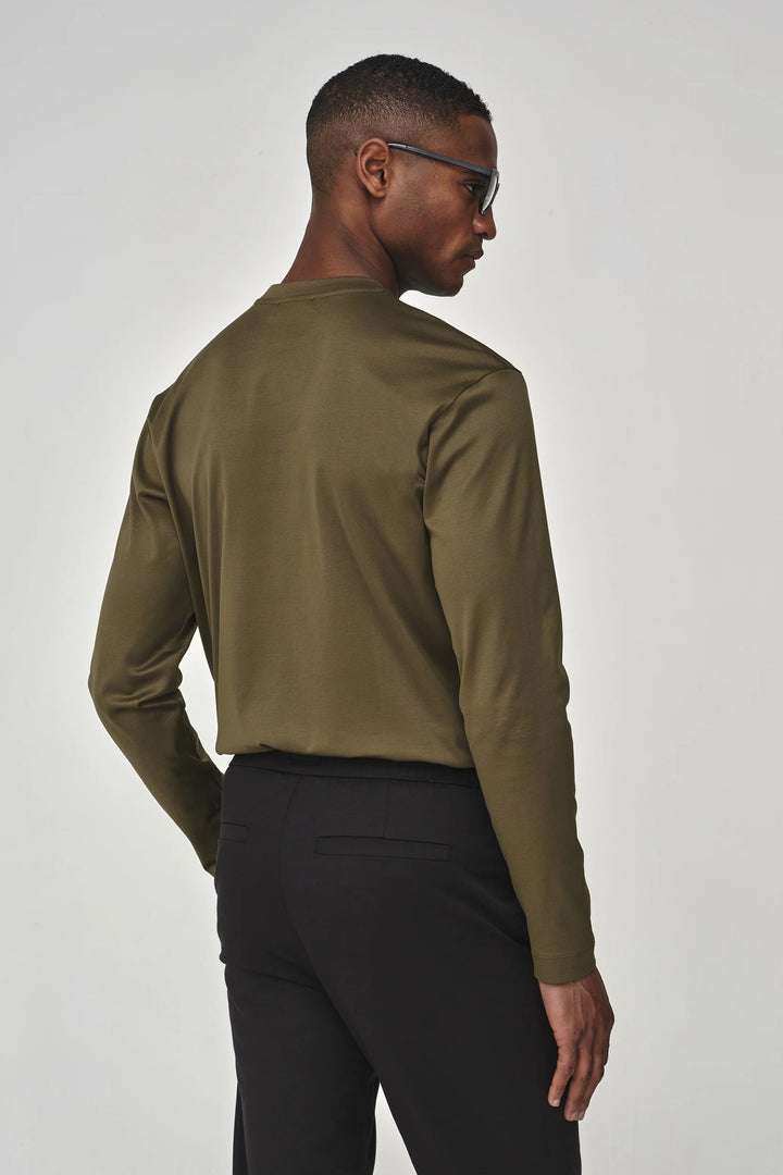 VALENZA - INTERLOCK SUPIMA T-SHIRT LONG SLEEVE ARTICHOKE GREEN
