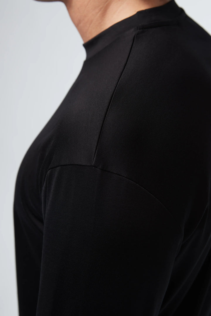 VALENZA - INTERLOCK SUPIMA T-SHIRT LONG SLEEVE BLACK