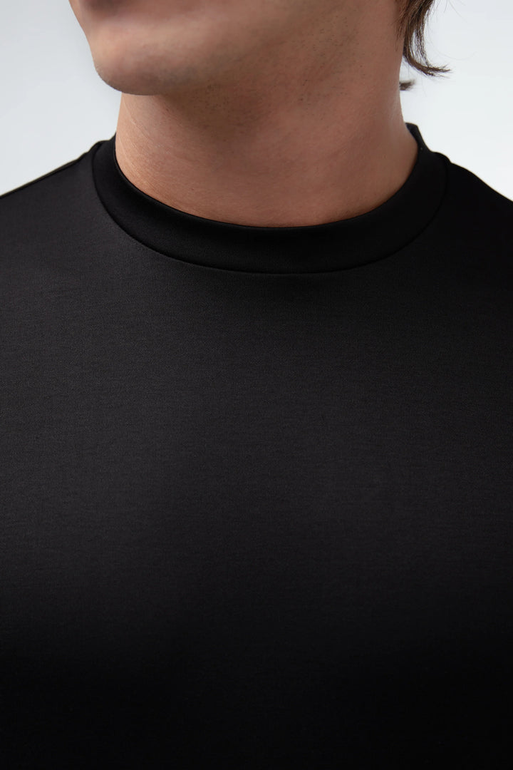 VALENZA - INTERLOCK SUPIMA T-SHIRT LONG SLEEVE BLACK