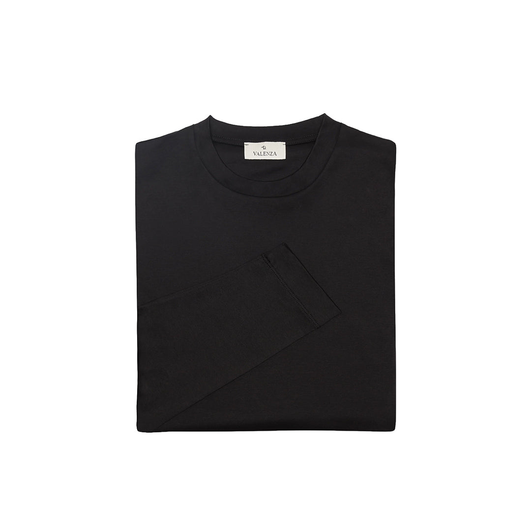 VALENZA - INTERLOCK SUPIMA T-SHIRT LONG SLEEVE BLACK
