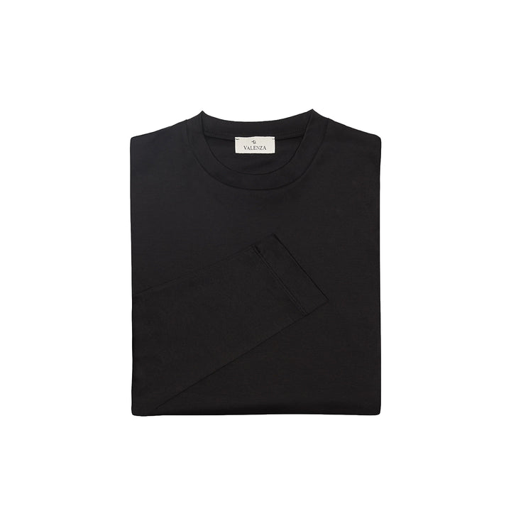 VALENZA - INTERLOCK SUPIMA T-SHIRT LONG SLEEVE BLACK