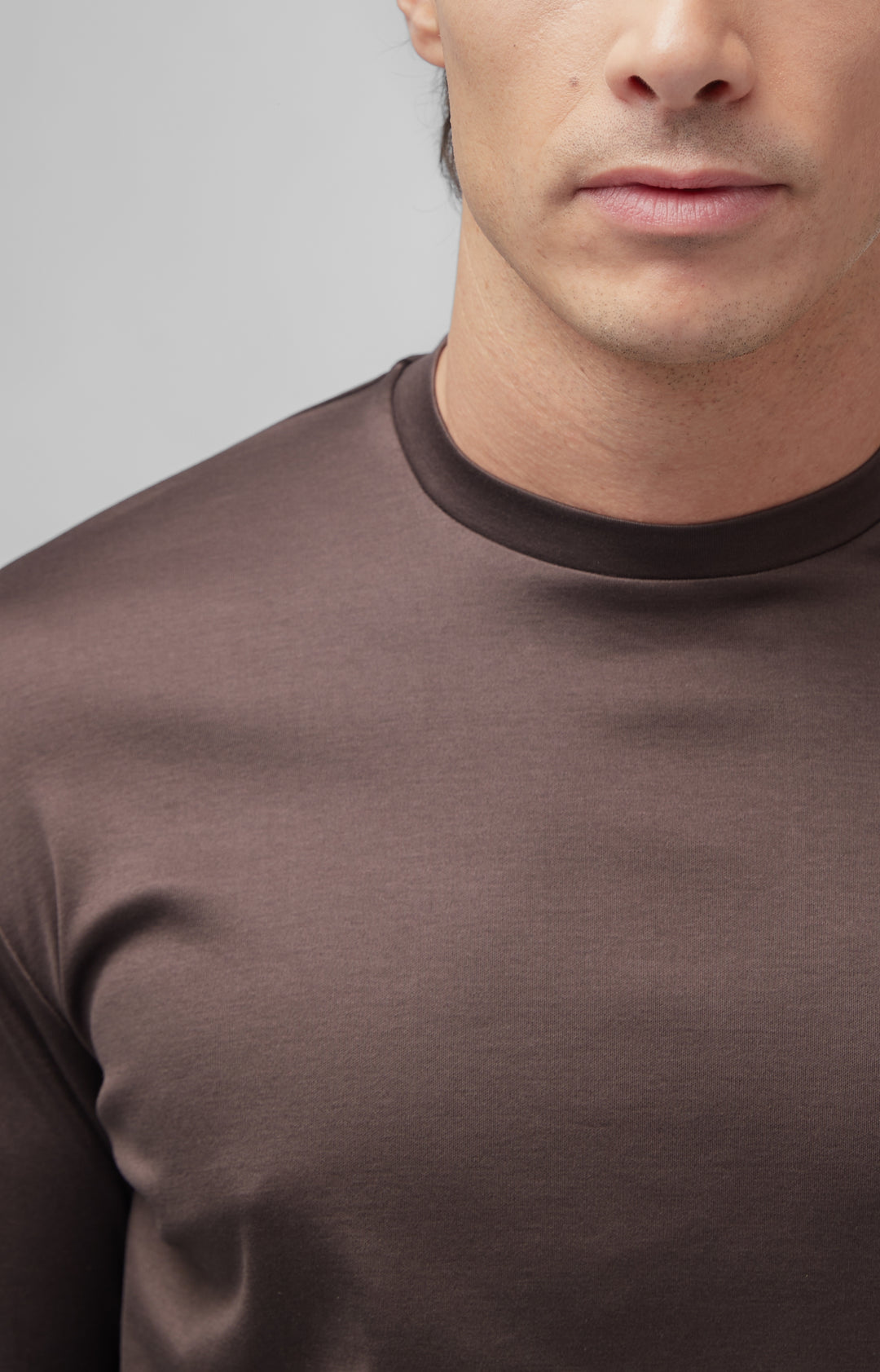VALENZA - INTERLOCK SUPIMA T-SHIRT LONG SLEEVE EBONY BROWN