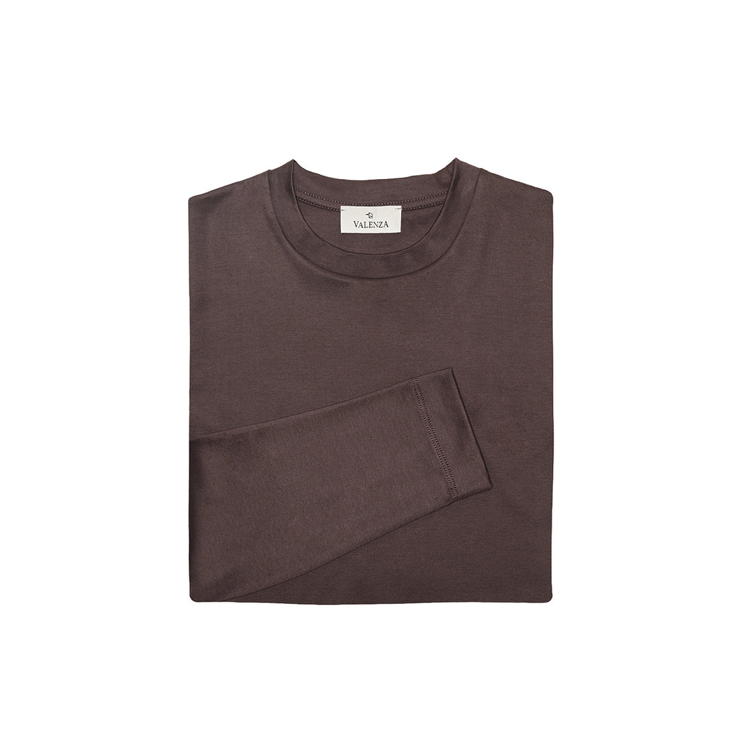 VALENZA - INTERLOCK SUPIMA T-SHIRT LONG SLEEVE EBONY BROWN
