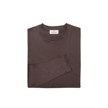 VALENZA - INTERLOCK SUPIMA T-SHIRT LONG SLEEVE EBONY BROWN
