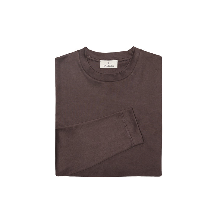 VALENZA - INTERLOCK SUPIMA T-SHIRT LONG SLEEVE EBONY BROWN