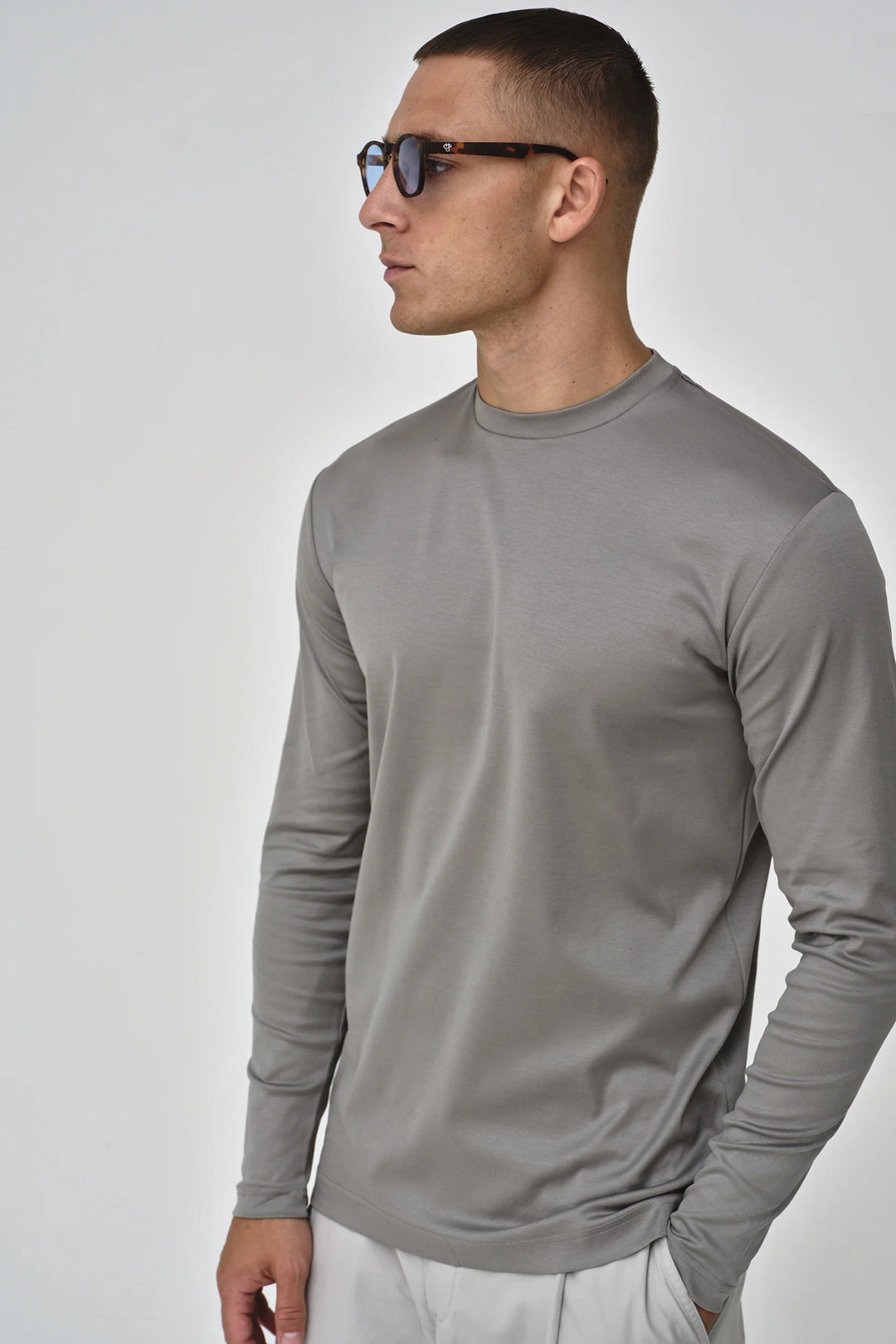 VALENZA - INTERLOCK SUPIMA T-SHIRT LONG SLEEVE GREY