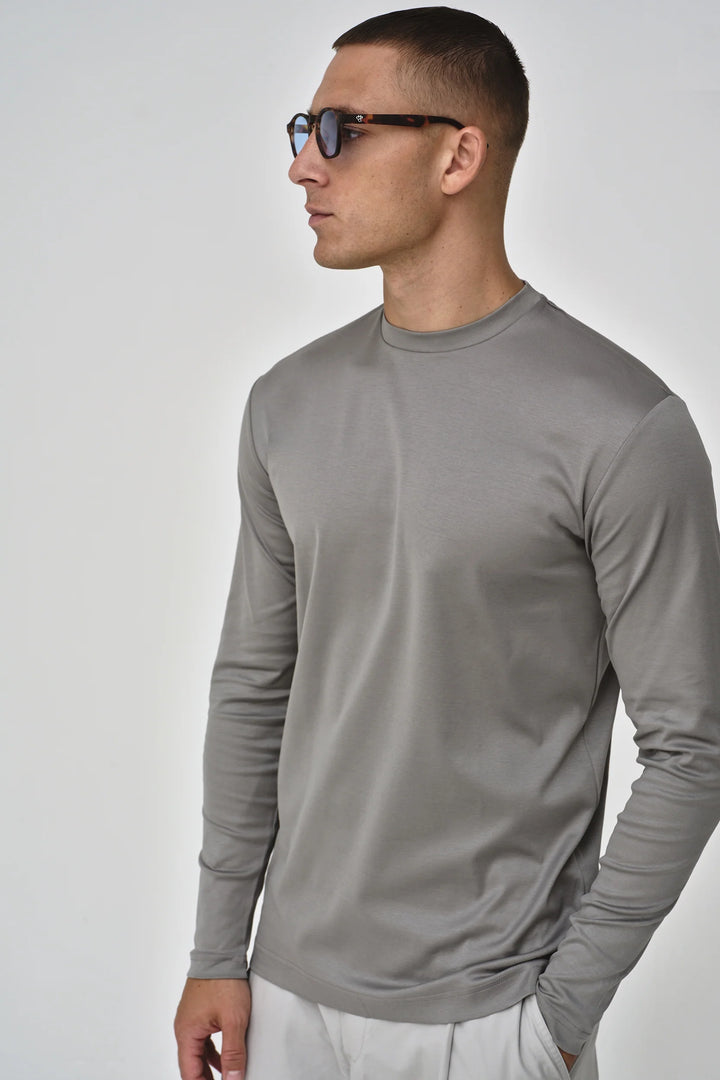 VALENZA - INTERLOCK SUPIMA T-SHIRT LONG SLEEVE GREY