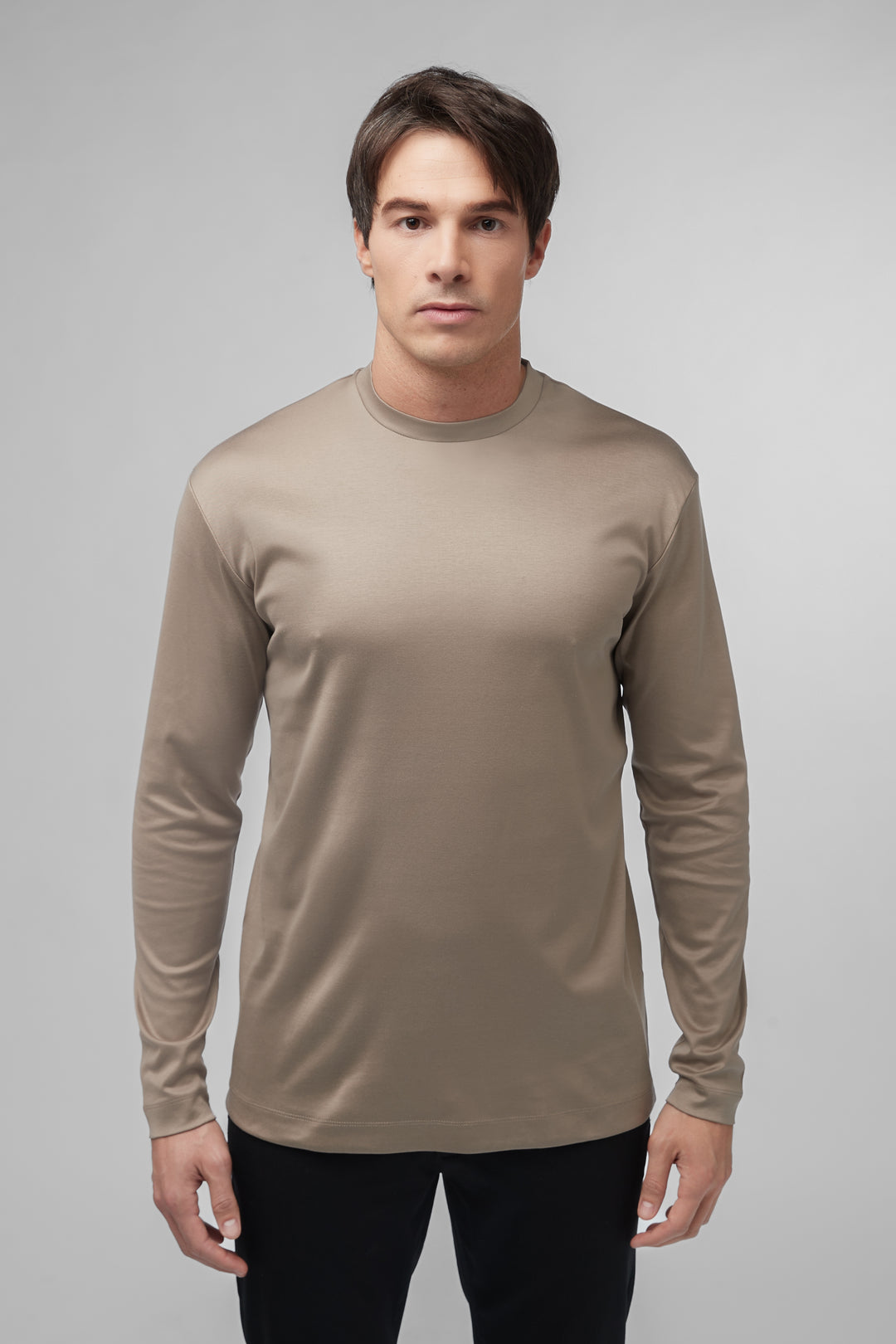 VALENZA - INTERLOCK SUPIMA T-SHIRT LONG SLEEVE LEAD GREY