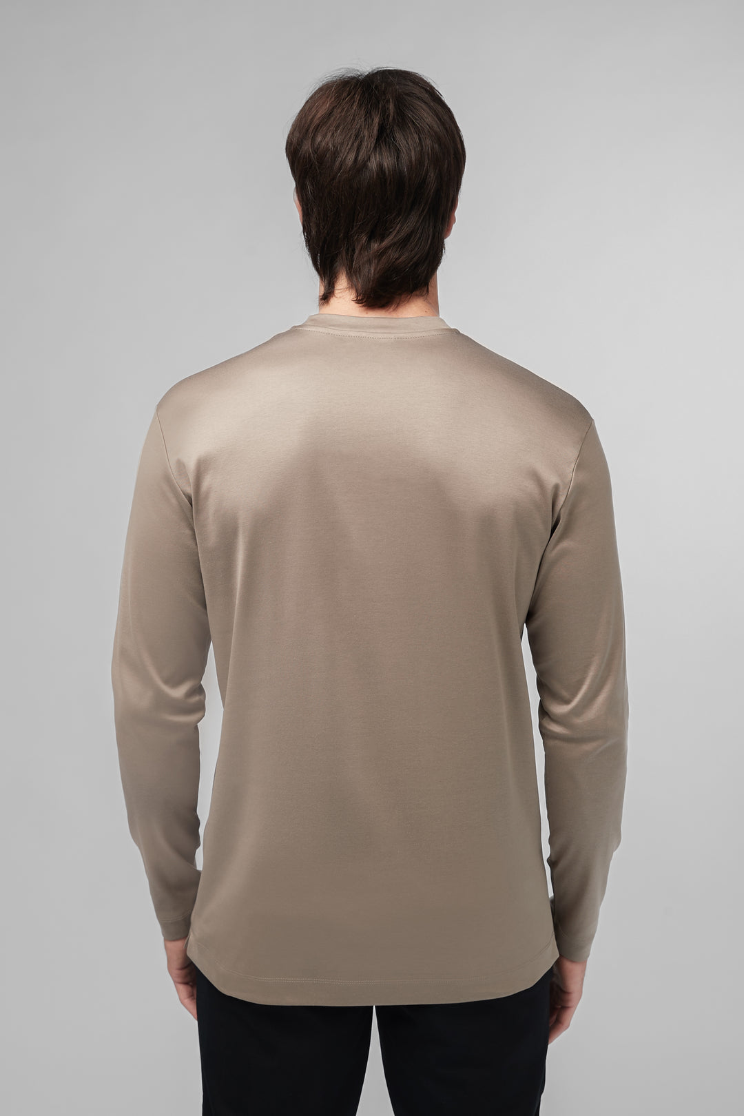 VALENZA - INTERLOCK SUPIMA T-SHIRT LONG SLEEVE LEAD GREY
