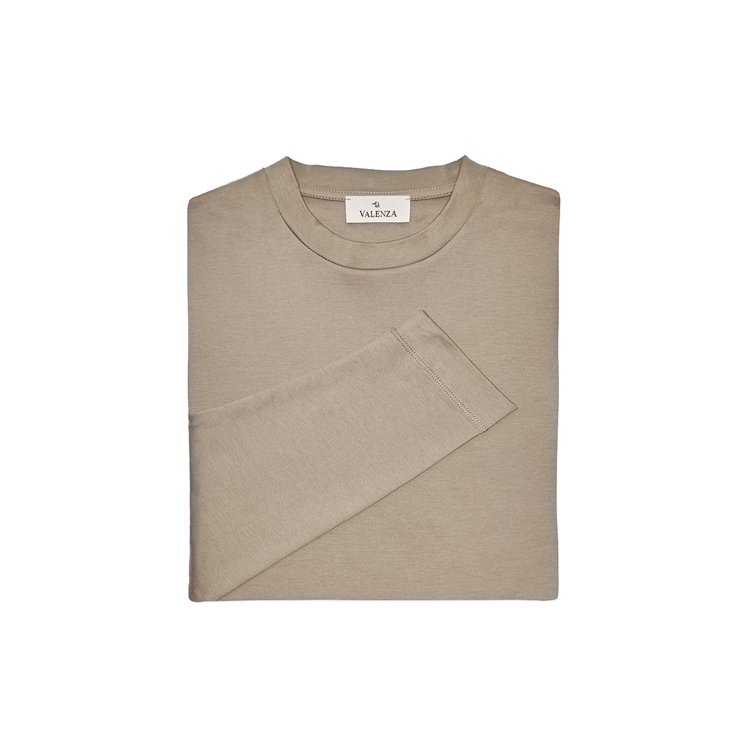 VALENZA - INTERLOCK SUPIMA T-SHIRT LONG SLEEVE LEAD GREY