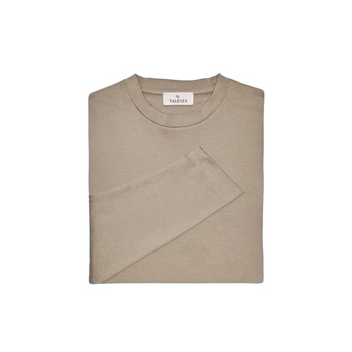 VALENZA - INTERLOCK SUPIMA T-SHIRT LONG SLEEVE LEAD GREY