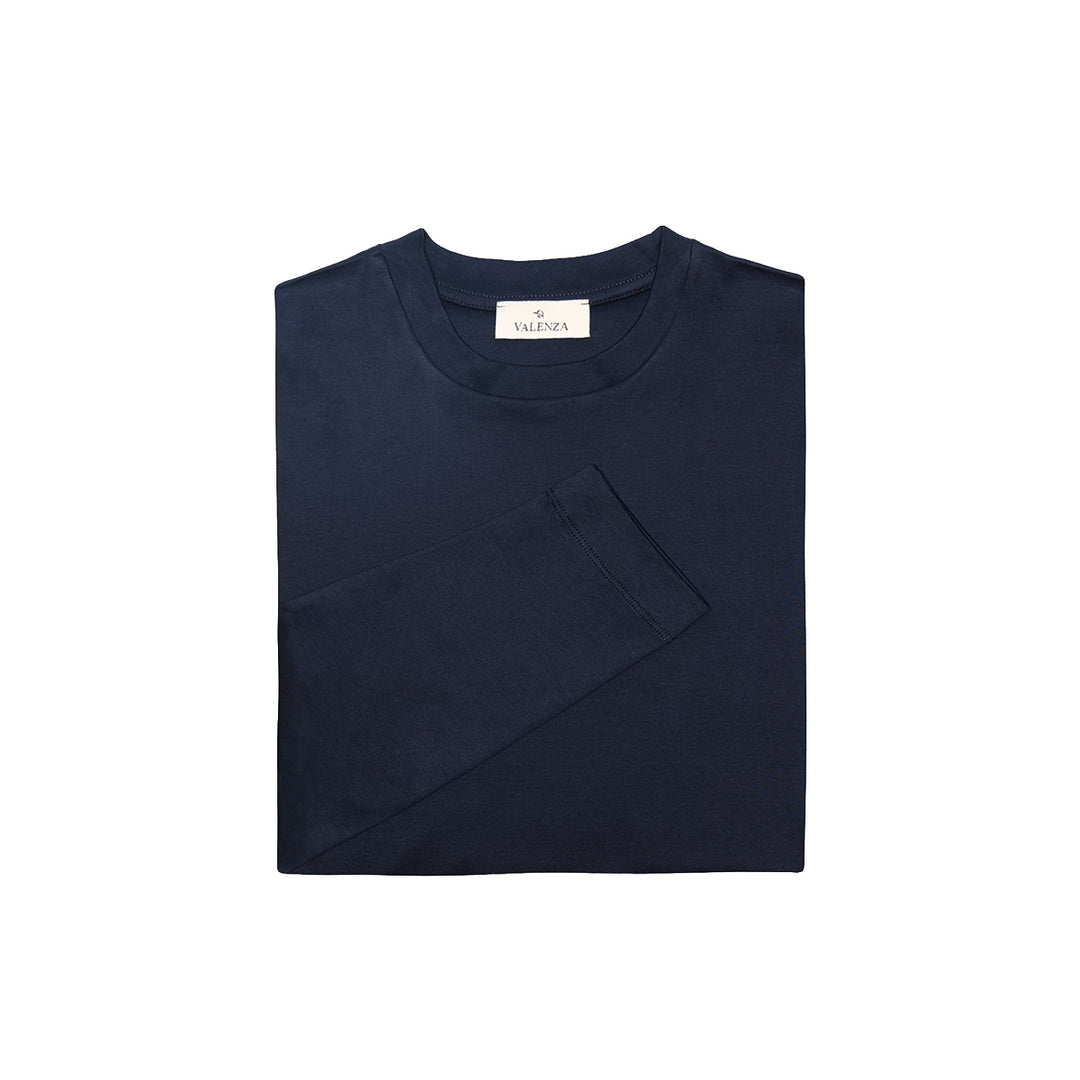 VALENZA - INTERLOCK SUPIMA T-SHIRT LONG SLEEVE NAVY