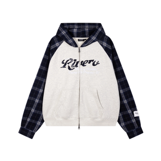 RIVERO - CONTRAST PLAID ZIP HOODIE