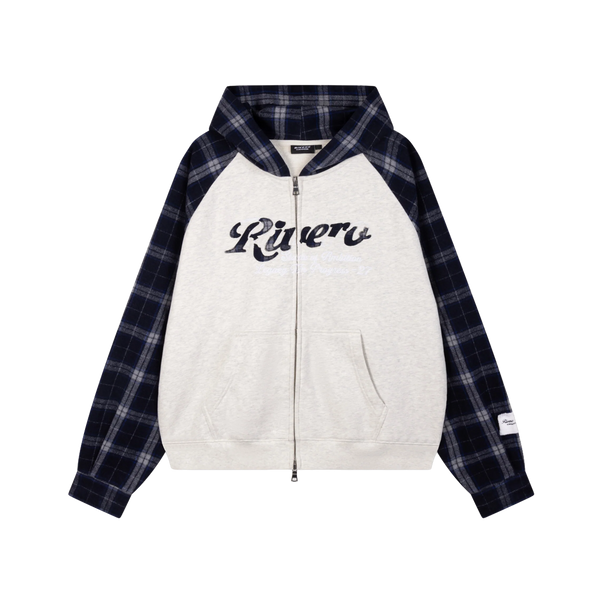 RIVERO - CONTRAST PLAID ZIP HOODIE