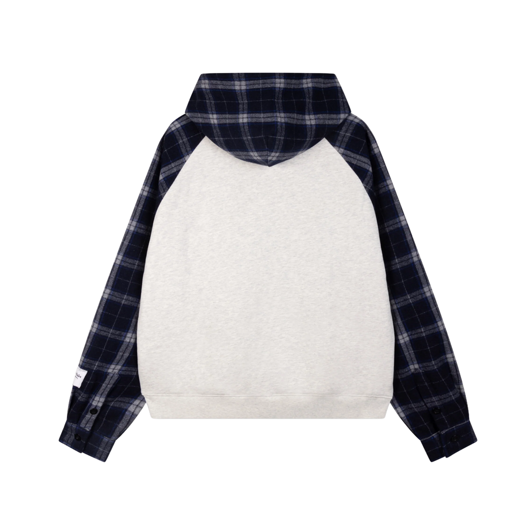 RIVERO - CONTRAST PLAID ZIP HOODIE