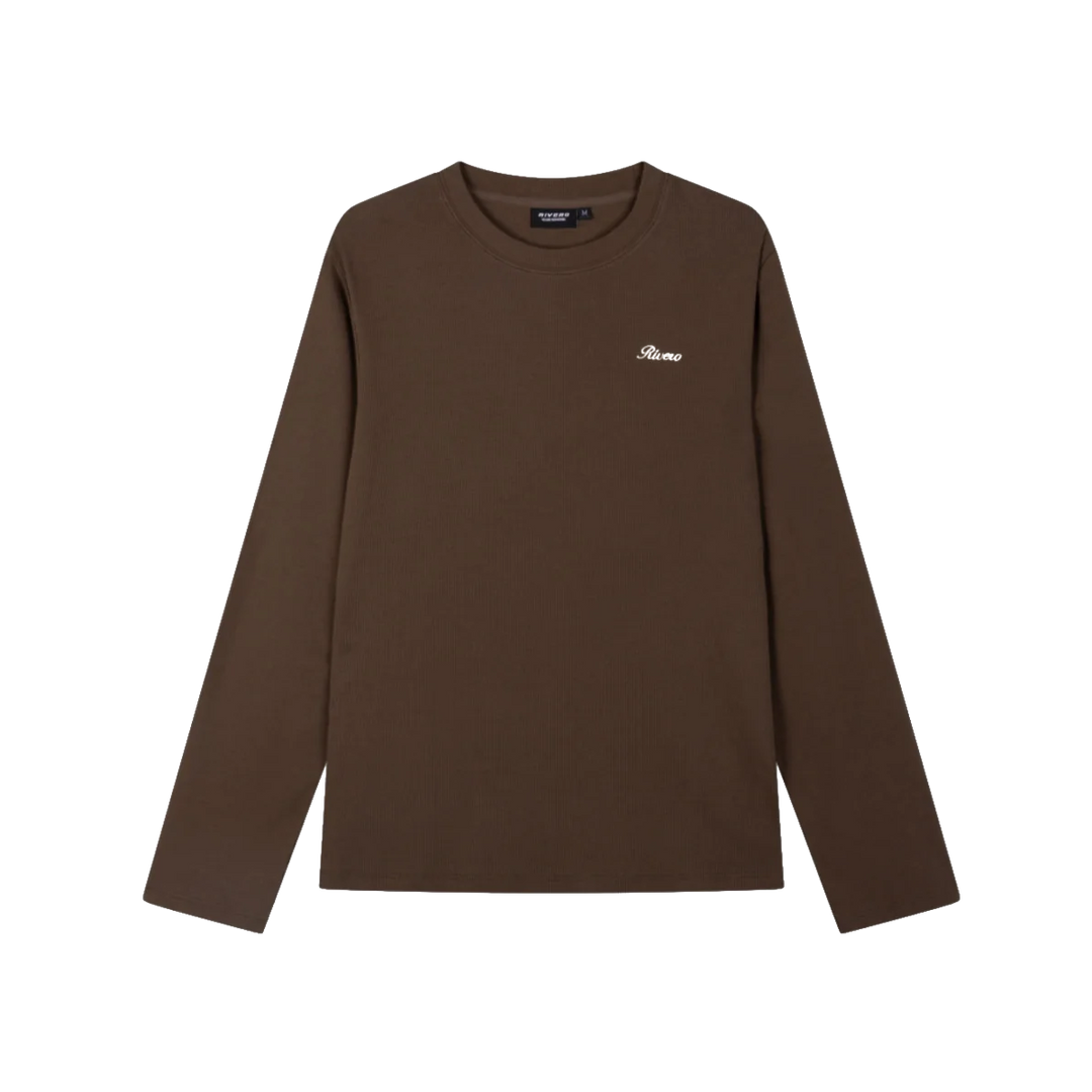 RIVERO - SIGNATURE SLIM FIT RIBBED LONGSLEEVE - BROWN