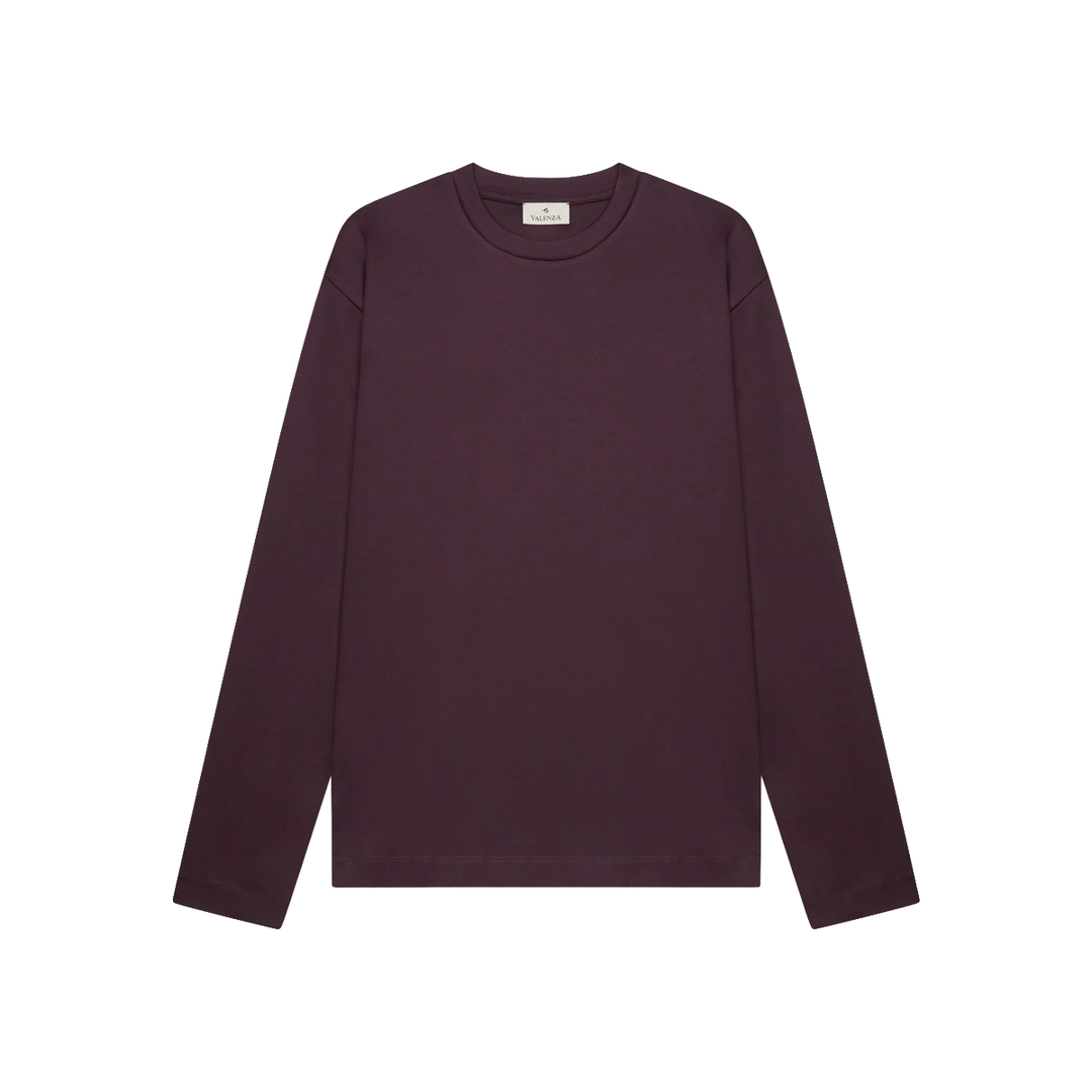 VALENZA - INTERLOCK SUPIMA T-SHIRT LONG SLEEVE - BURGUNDY RED