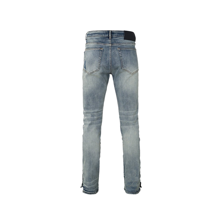 RIVERO - BUTTON RIPPED DENIM JEANS