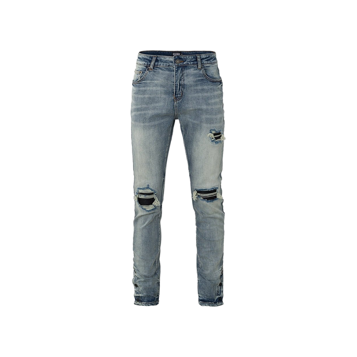 RIVERO - BUTTON RIPPED DENIM JEANS