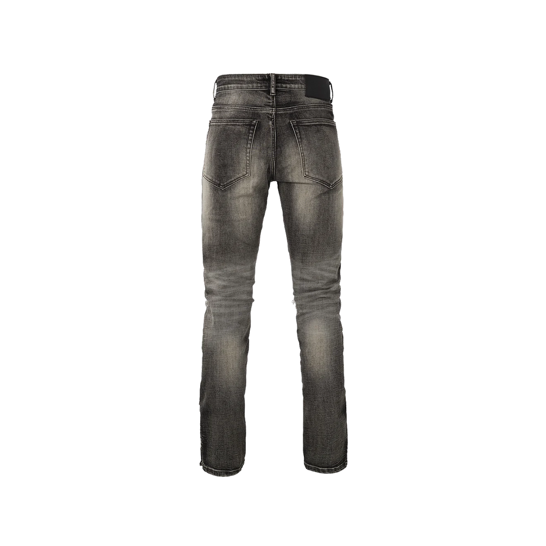 RIVERO - BUTTON RIPPED DENIM JEANS GREY