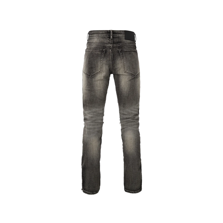 RIVERO - BUTTON RIPPED DENIM JEANS GREY