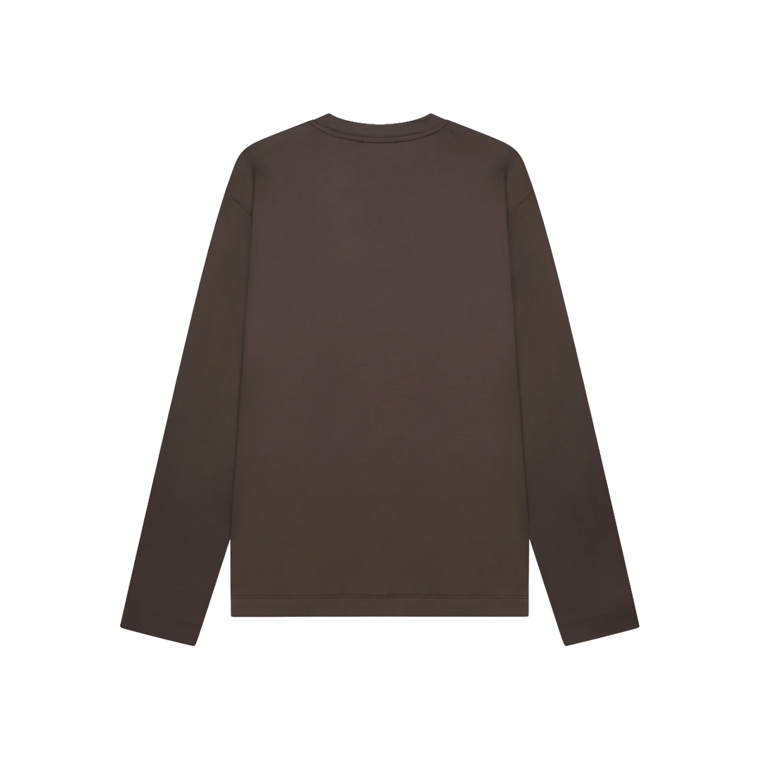 VALENZA - INTERLOCK SUPIMA T-SHIRT LONG SLEEVE - EBONY BROWN