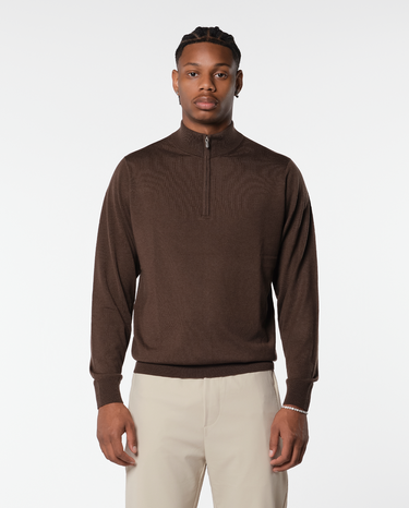 RIMA - CASHWOOL HALFZIP SWEATER BROWN