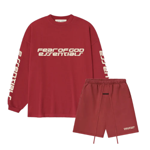 FEAR OF GOD ESSENTIALS - CRIMSON LONGSLEEVE SET